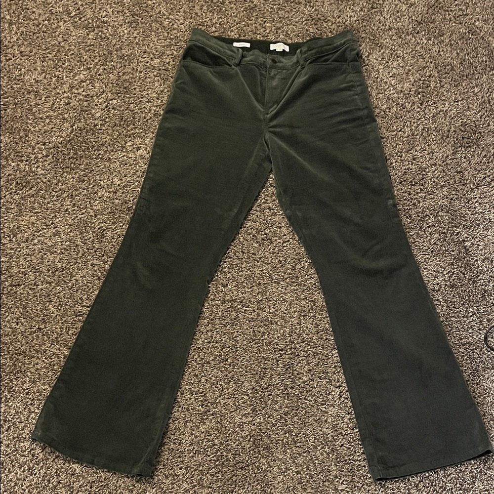 LOFT Dark Olive Green Corduroy Boot Cut Pants